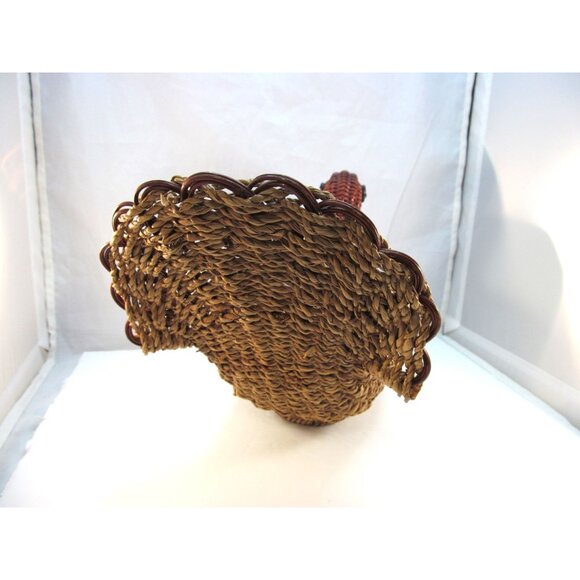 Vintage Woven Wicker and Wood Turkey Basket - Picture 5 of 12